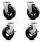 Service Caster 6 Inch Rubber on Cast Iron Swivel Caster Set with Roller Bearings 2 Brakes SCC-20S620-RSR-2-TLB-2 - alternate 1